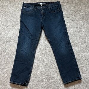 Eddie Bauer Men's Relaxed Fit Navy Jeans - Fleece Lined
